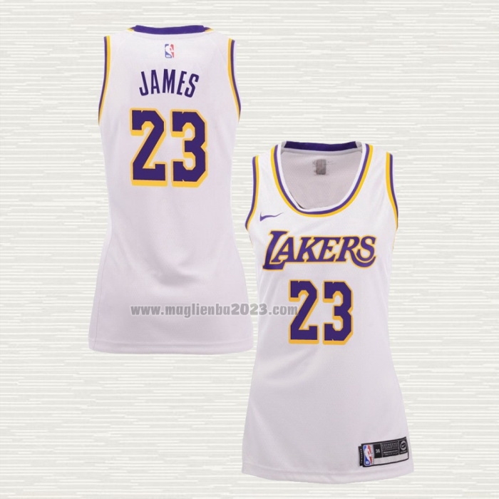 Maglia Lebron James NO 23 Donna Los Angeles Lakers Bianco